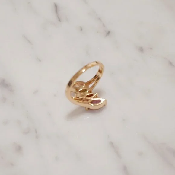 Gold Ring with 4 Multi Colour Stones - Picture 2 of 4